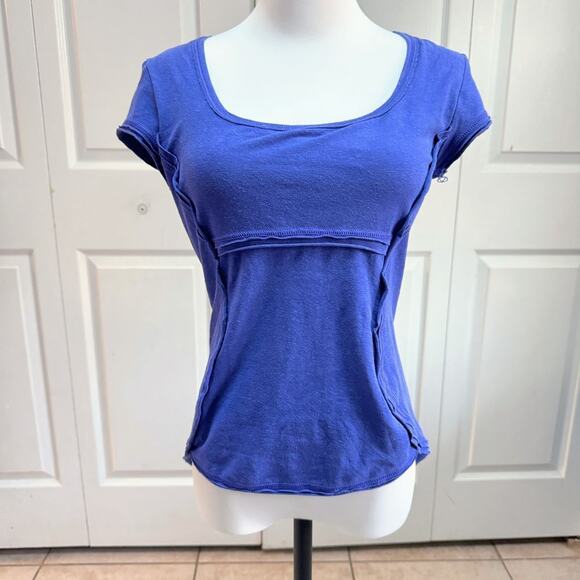 prAna Boho Hemp Cotton Yoga T-Shirt w/ Built-in Bra, Women S, Athleisure Workout - Picture 2 of 10